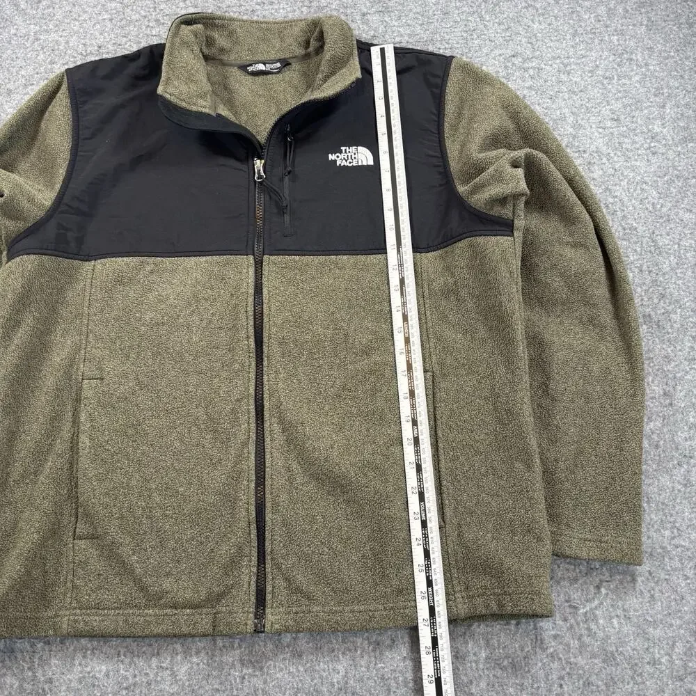 The North Face Tundra 300wt Full Zip Fleece Jacket Mens Large Olive Green Black